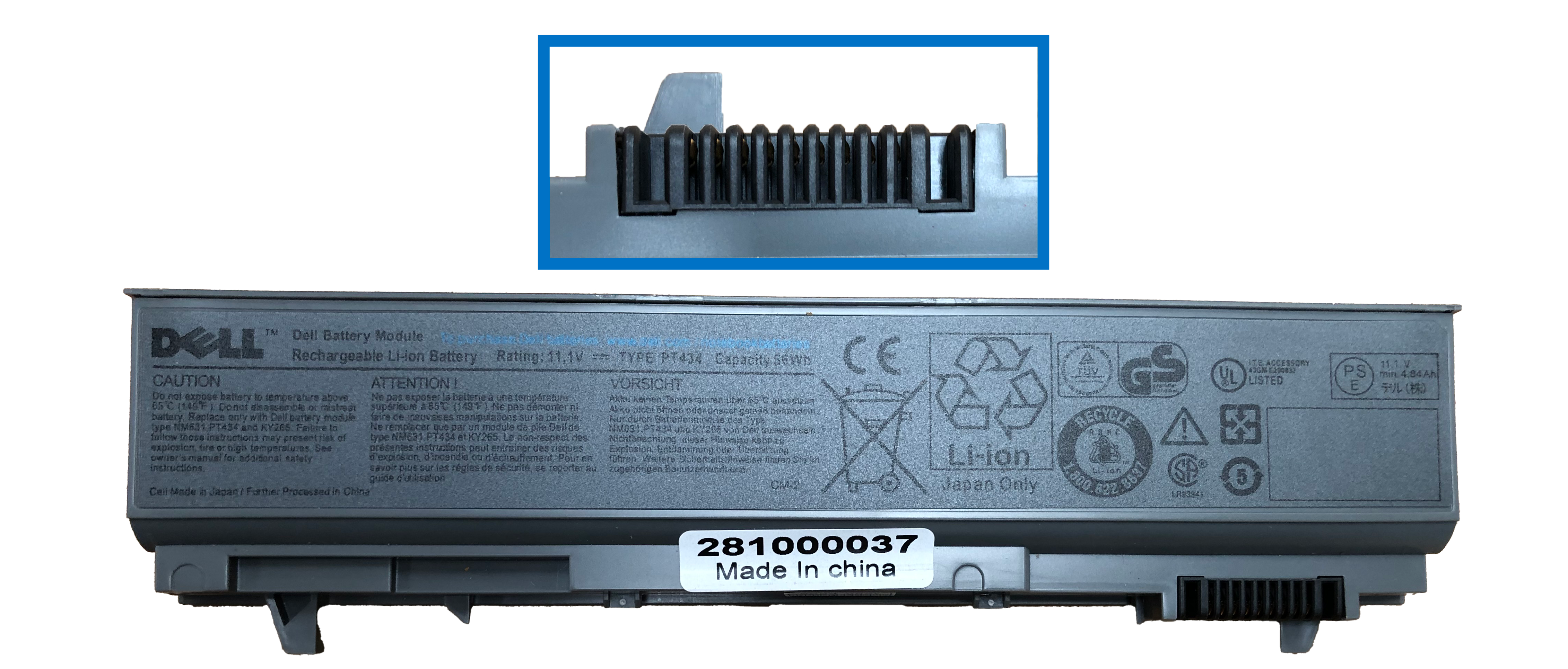 DE1000-O, DELL, ORIGINAL, BATTERY, 11.1V, 6CELL, 5100MAH, 56WH, - DE1000-O - AmericanStock Guadalajara, Jal.