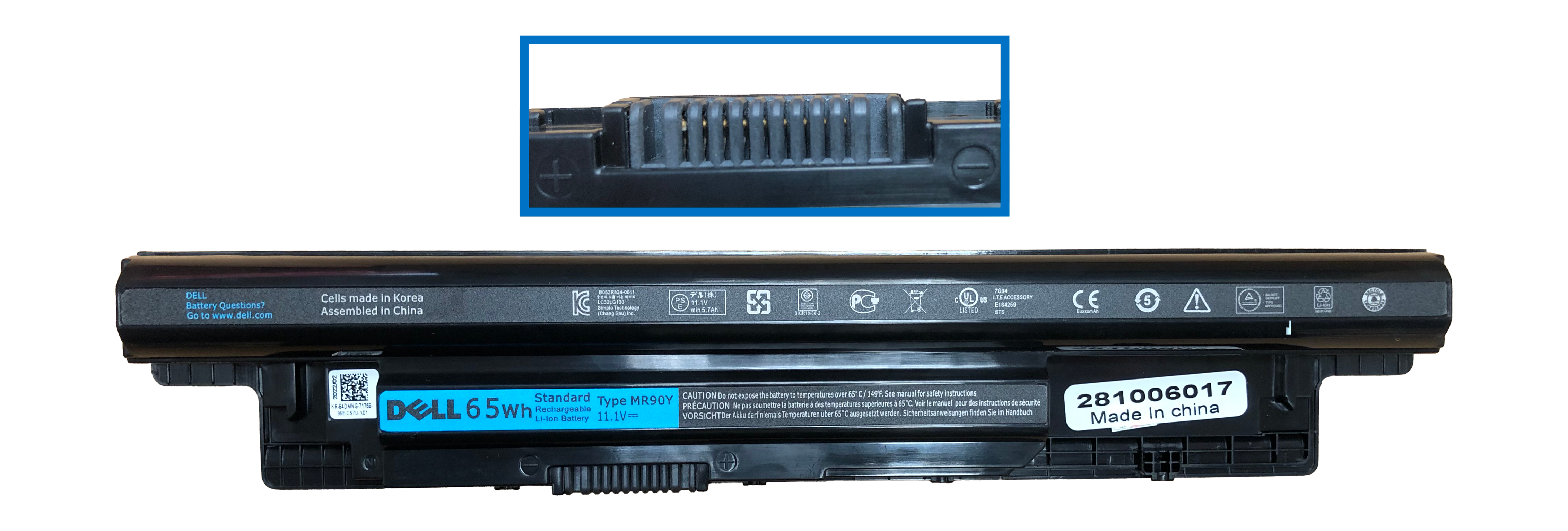 DE1006-O, DELL, ORIGINAL, BATTERY, 11.1V, 6CELL, 5700MAH, 65WH, - DE1006-O - AmericanStock Guadalajara, Jal.